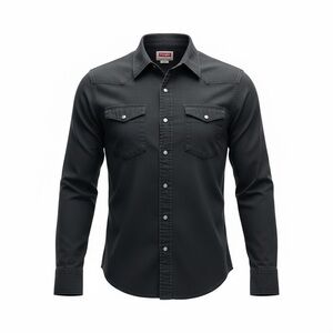 Wrangler Men’s Snap Down Long Sleeve Shirt Black Denim Size Small